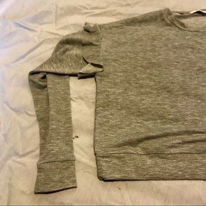 Grey Ruffle Sleeve Long Sleeve Tee